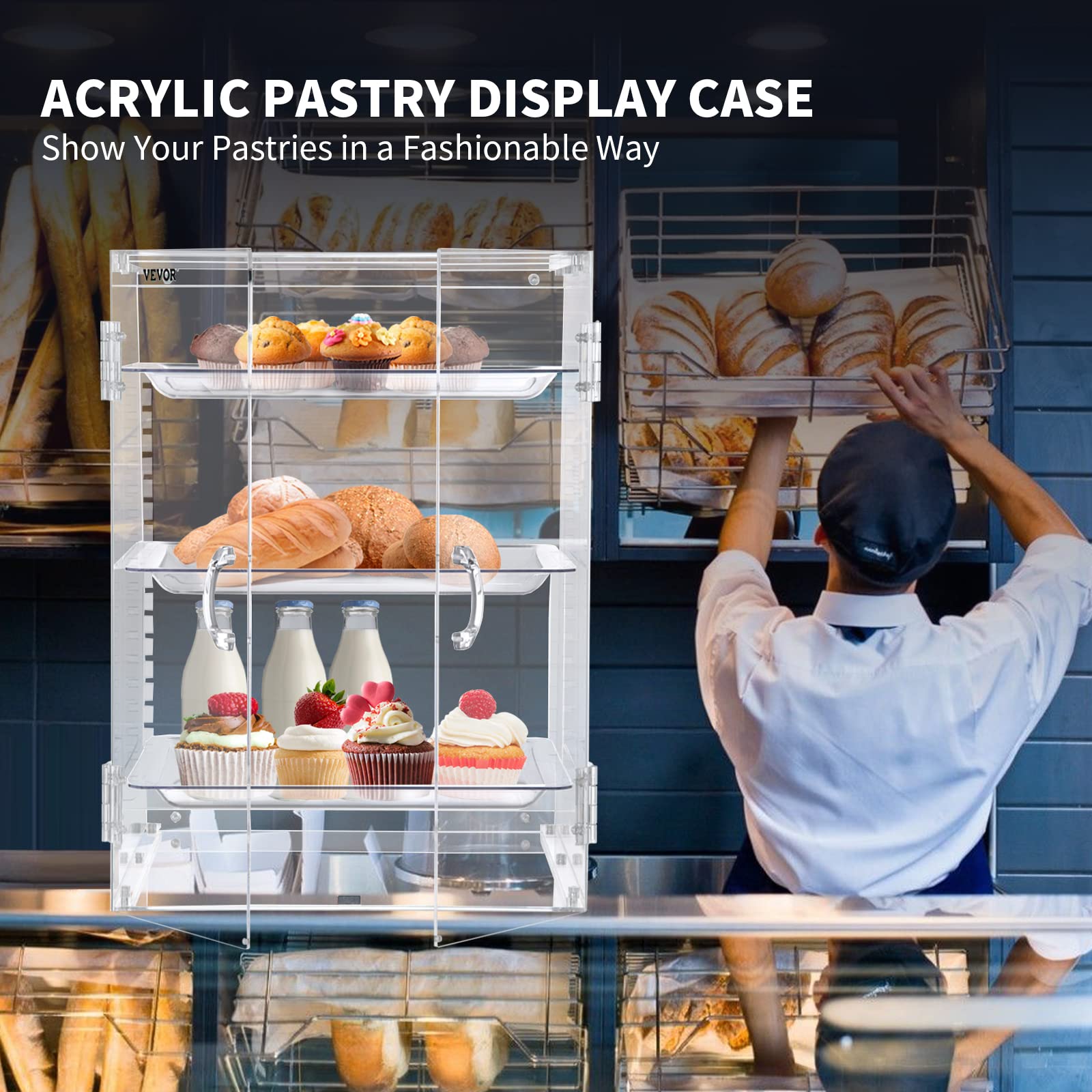 VEVOR Pastry Display Case with Removable Trays - John Pierce Auto Care